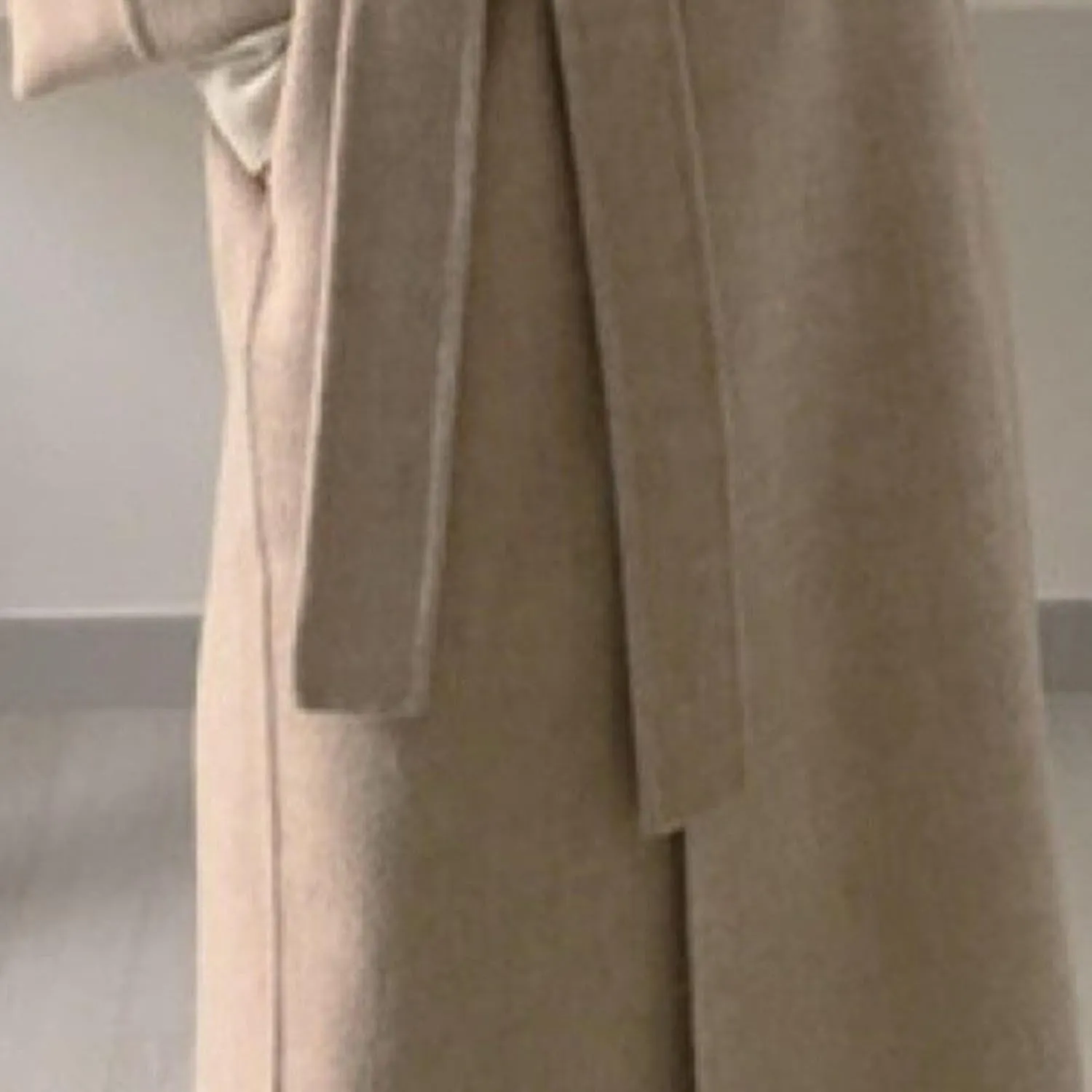 Womens Belted Winter Wool Coat Notch Lapel Wool Blend Peacoat Overcoat Casual Open Front Long Jacket Trench Coats
