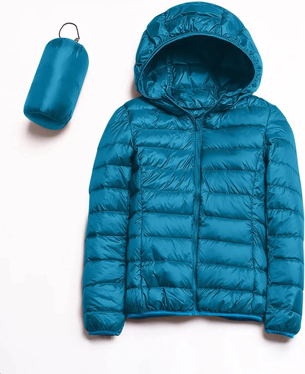 Women's Casual Lightweight Hooded Down Jacket Solid Color Casual Down Packable Warm Winter Jacket