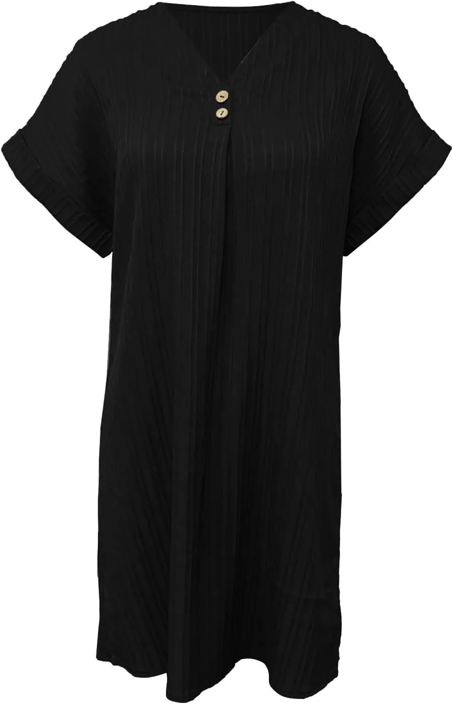 Women's Casual T Shirt Dress Summer V Neck Button Short Sleeve Dresses 2025 Mini Sundresses Linen Dress Women