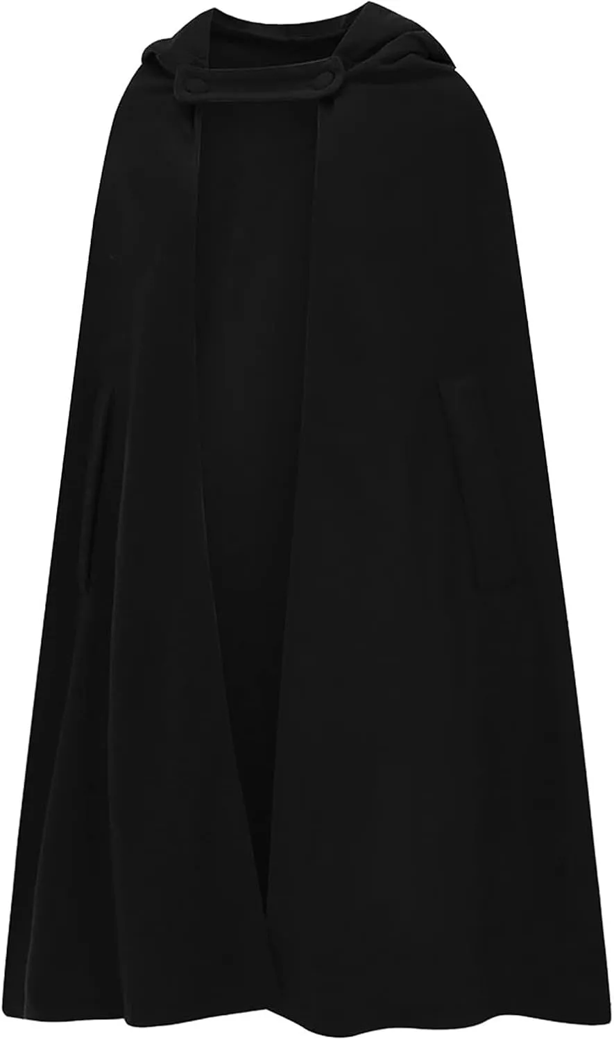 Women's Cloak Hood Wool-Blend Cape Coat Winter Cardigans Plus Size Thick Coat Solid/Classic Scotland Plaid Jackets