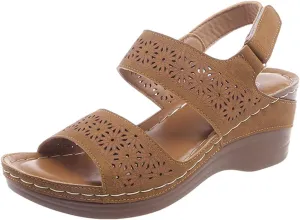 Womens Comfortable Open Toe Crisscross Straps Slip on Wedge Sandals Orthopedic Dressy Walking Casual Beach Low Slingback Retro with Platform Arch Support Ankle Strap Summer Wedges Sandal