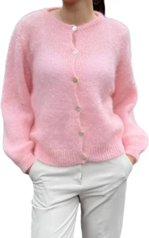 Women's Crewneck Solid Cardigan Casual Button Down Long Sleeve Knitwear Sweater Tops