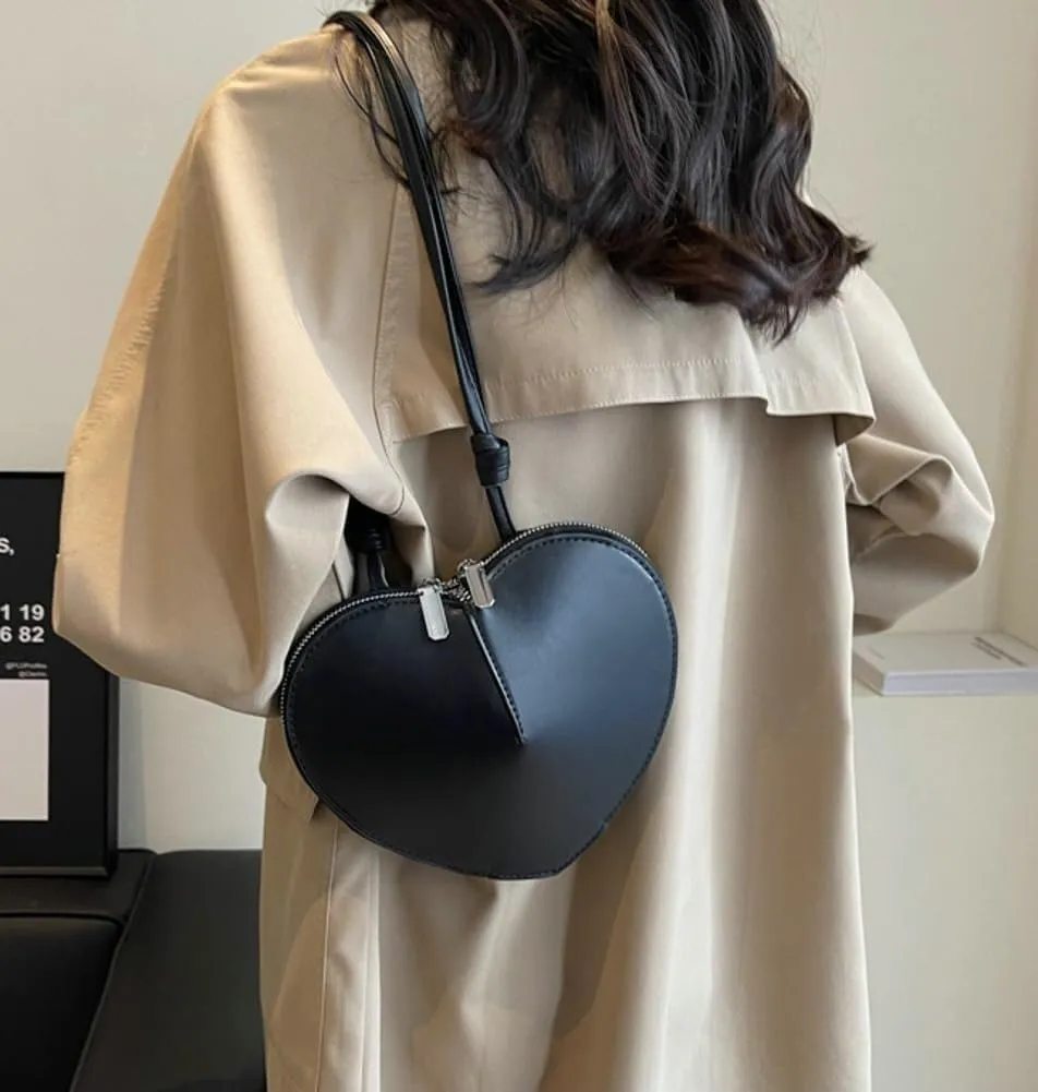 Women's Cute Heart-shaped Small Vegan Leather Shoulder & Crossbody Handbags Perfect for Evening Parties and Vocations