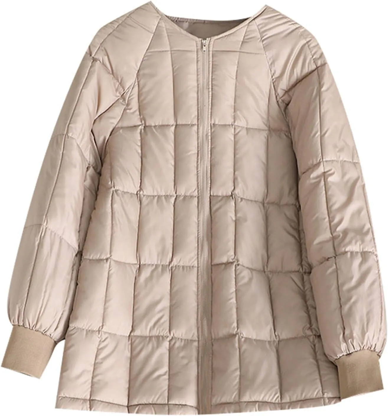 Womens Down Jacket Lightweight Quilted Jacket with Detachable Liner Pile Collar Mid Length Winter Puffer Coat Pocket