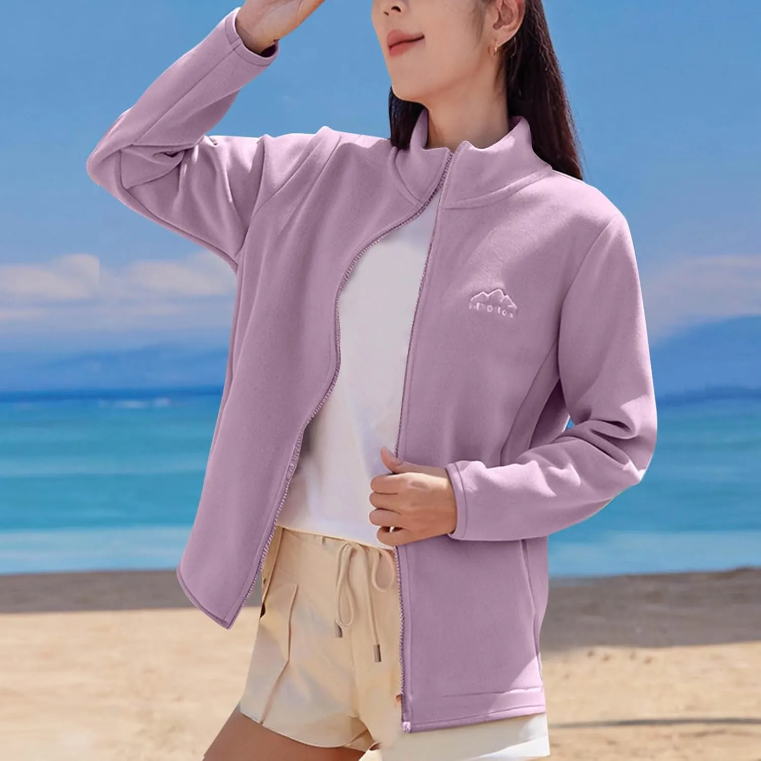 Womens Fall Jacket 2024 Oversized Casual Cardigan Tops Zip up Long Sleeve Thermal Winter Coats Outerdoor