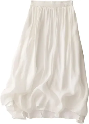 Women's Fall Skirts High Waist Skirts Solid Color Pleated A-Line Flared Flowy Midi Long Skirts