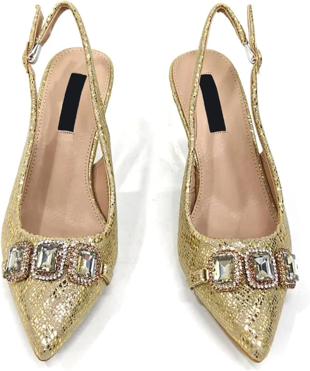 Women's Golden Lace Bridal Set - Breathable Fabric Heels & Tassel-Trimmed Clutch for Summer Weddings