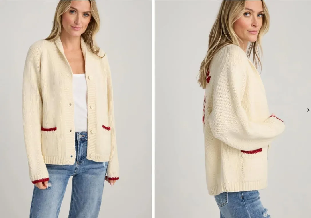 Women's Lobster Knit Sweater Cardigan Long Sleeve Shawl Collar Open Front Vintage Lightweight Knitwear Tops
