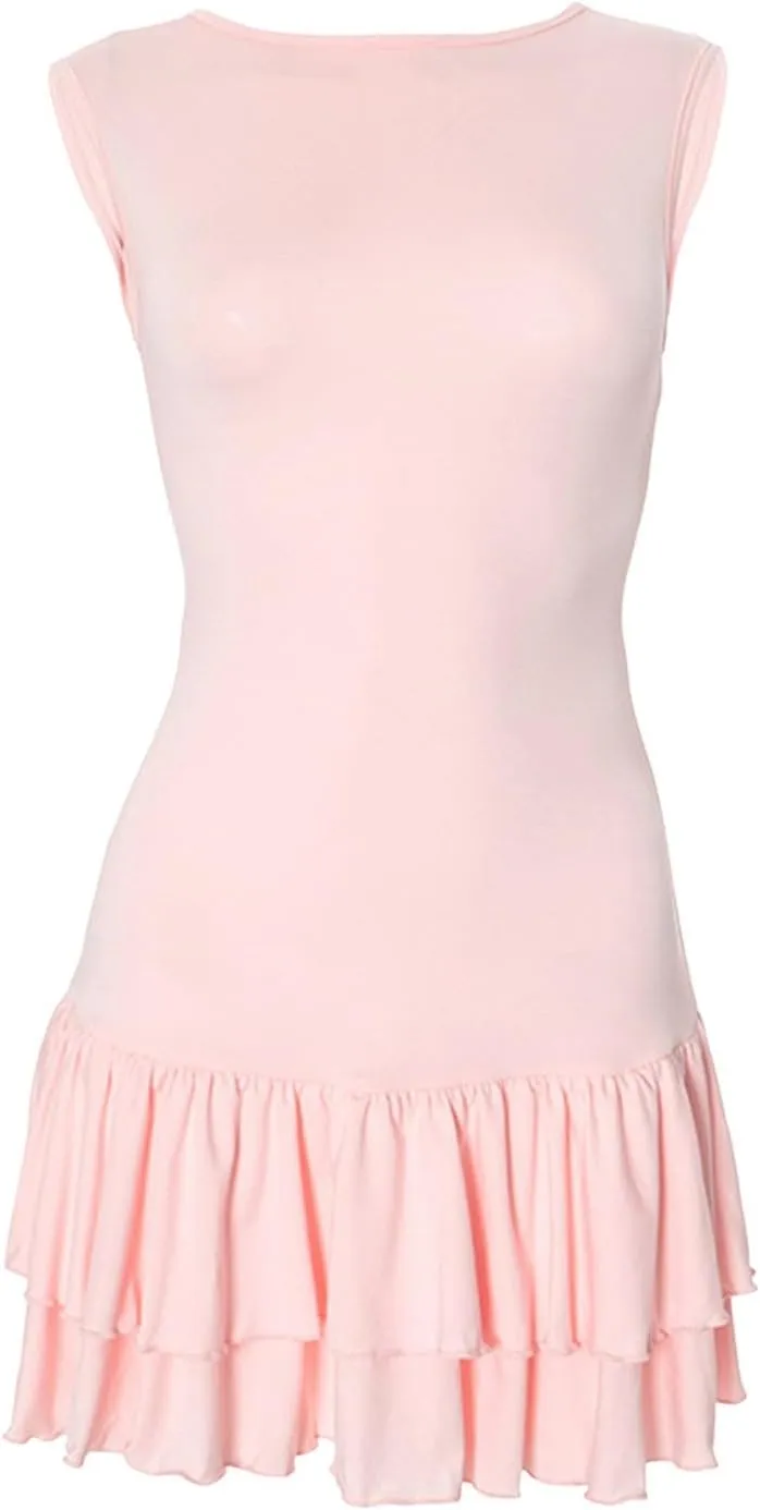 Womens Mini Dress Flowy Ruffle Ruched Tiered Skirt Bodycon Sleeveless Tank Sundress Slim Fit Corset Short Dress