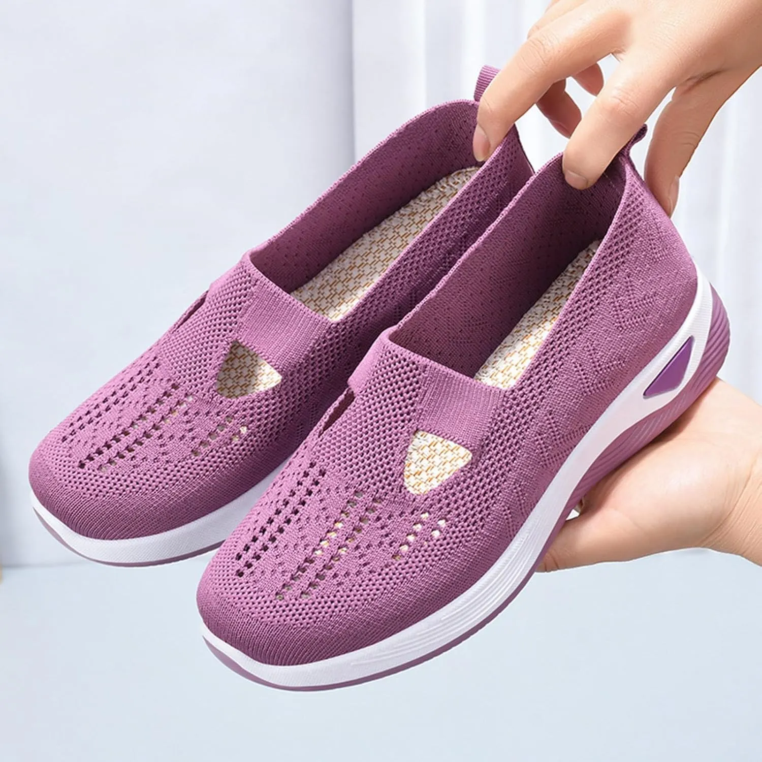 Womens Orthopedic Comfortable Walking Shoes Slip On Sneakers with Arch Support Casual Loafers for Plantar Fasciitis Relief Foot Heel Pain Diabetic Feet