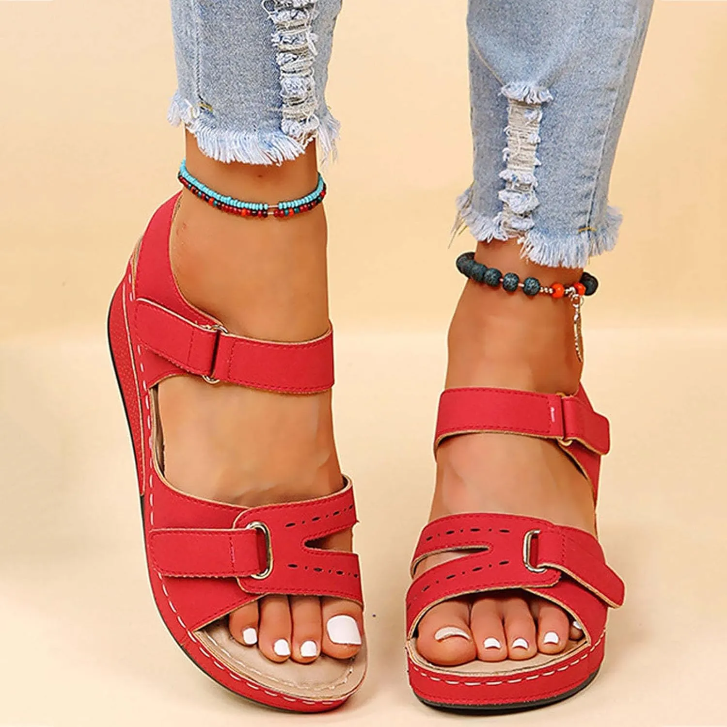 Women's Platform Wedge Sandals Sparkly Sandals Open Toe Wedge for Women Summer Women's Ankle Strap Low Summer Arch Support