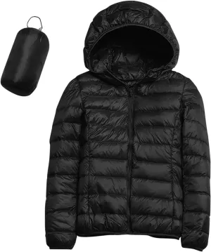 Womens Puffer Jacket Winter Warm Packable Coat Ultra Lightweight Jacket Slim Fit Hooded Jacket Short Duck Down Coat