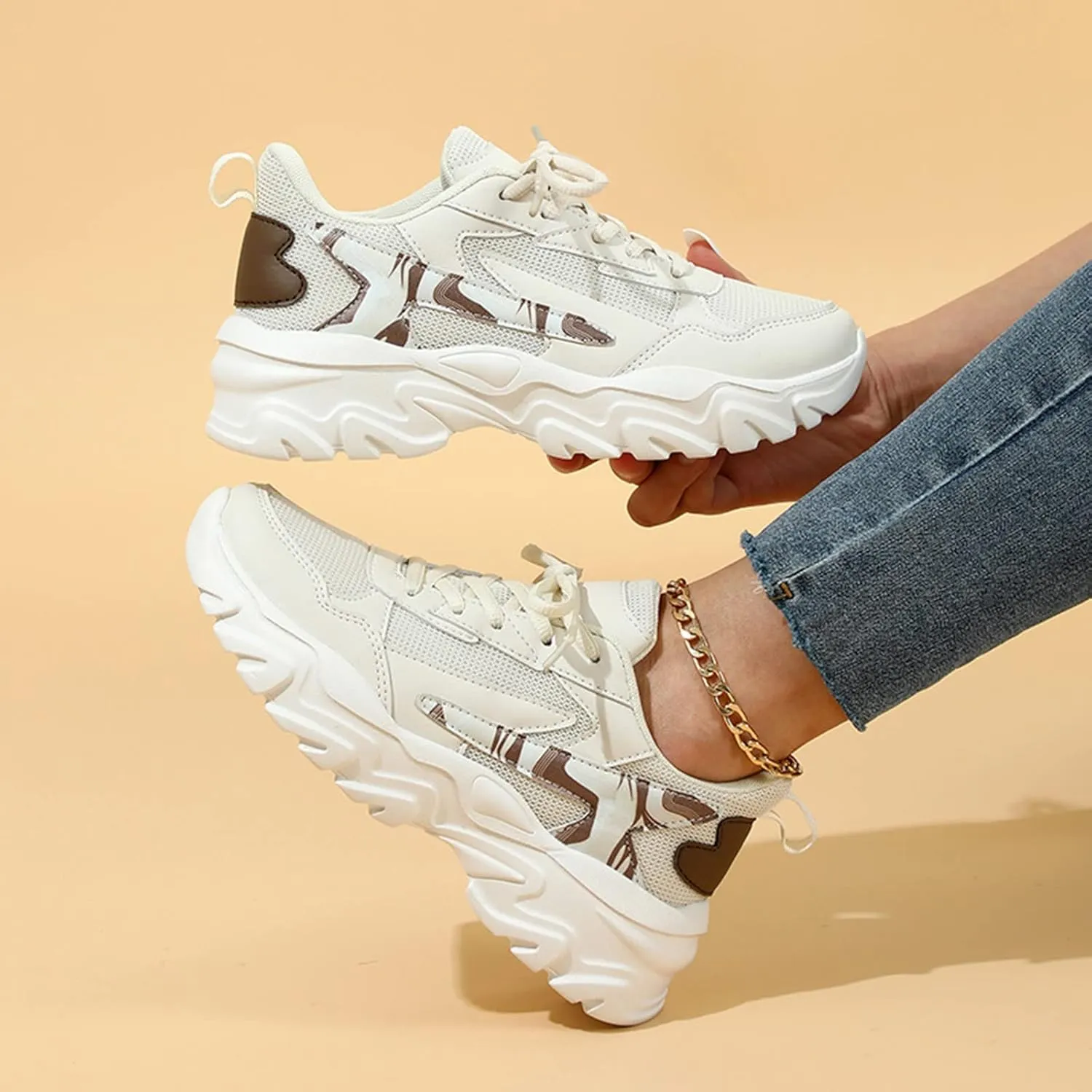 Womens Running Sneakers Lightweight Zapatos CModos Y Elegantes para Mujer De Vestir 10 Walking Shoes Women Brown White Sneakers for Women Platform Heel Zapatos De Gym para Mujer