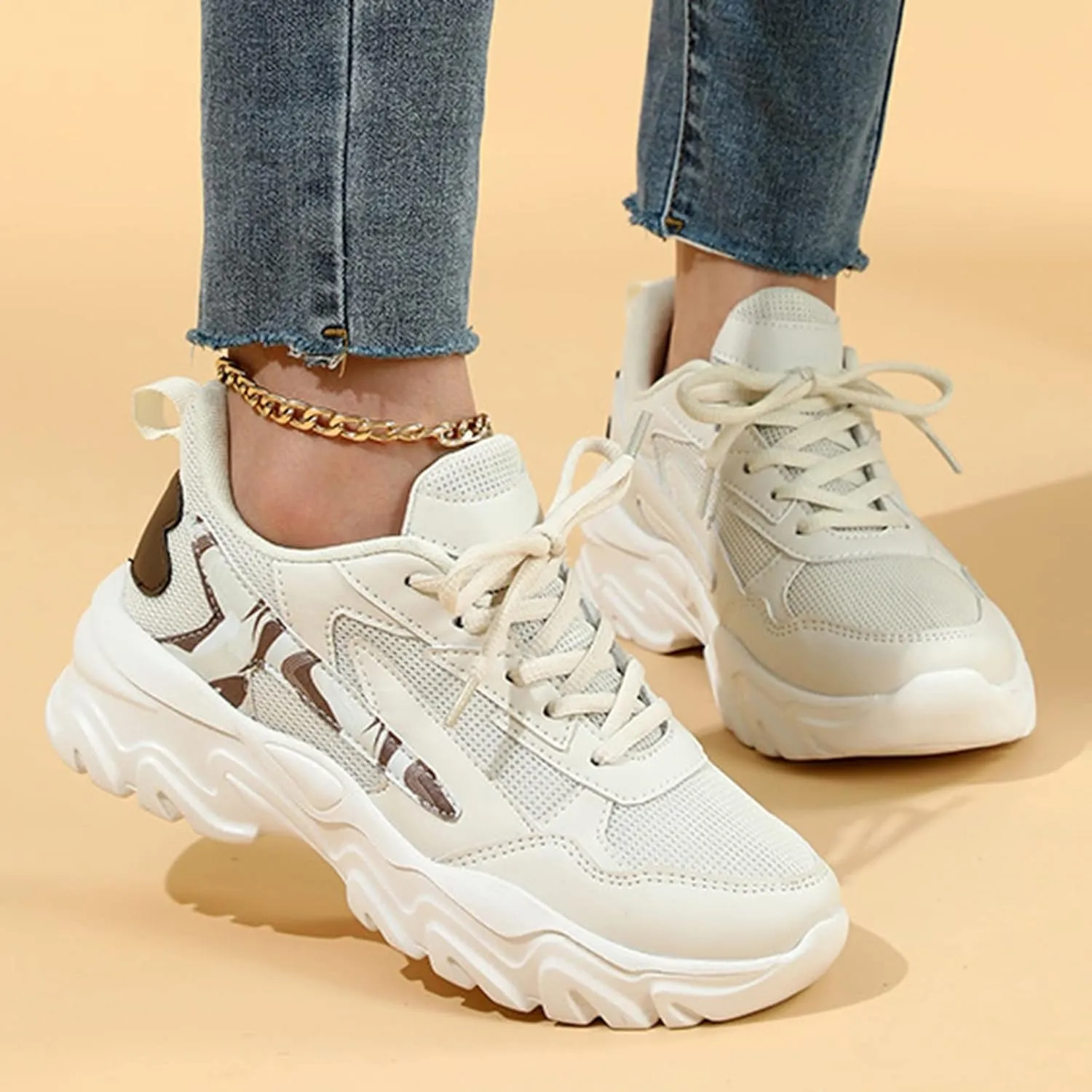 Womens Running Sneakers Lightweight Zapatos CModos Y Elegantes para Mujer De Vestir 10 Walking Shoes Women Brown White Sneakers for Women Platform Heel Zapatos De Gym para Mujer