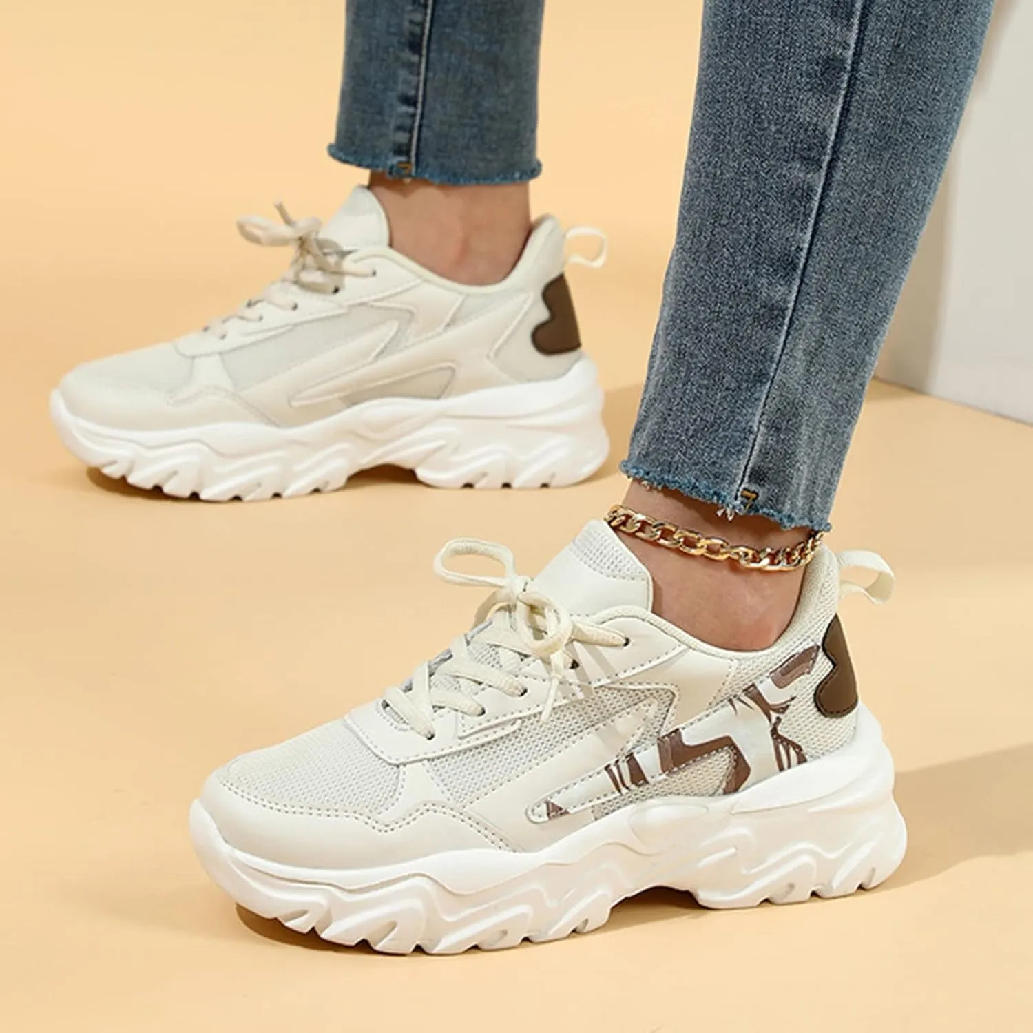 Womens Running Sneakers Lightweight Zapatos CModos Y Elegantes para Mujer De Vestir 10 Walking Shoes Women Brown White Sneakers for Women Platform Heel Zapatos De Gym para Mujer