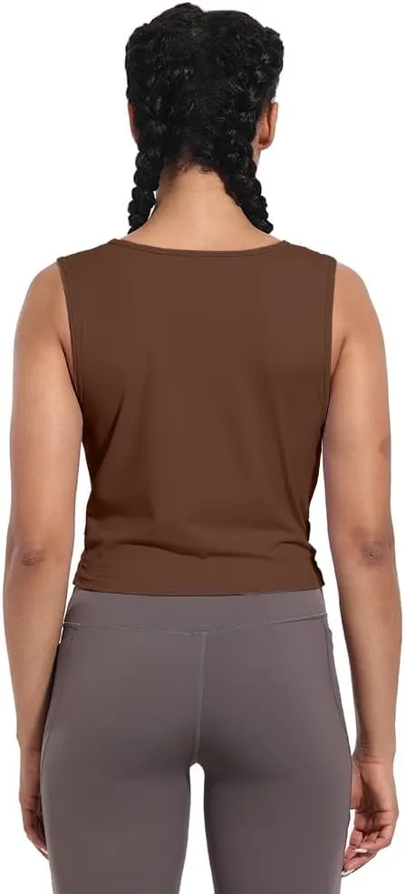 Womens Sexy Sleeveless High Round Neck Crop Tops Workout Halter Tops for Women Twist Front Tank Tops Casual Shirt
