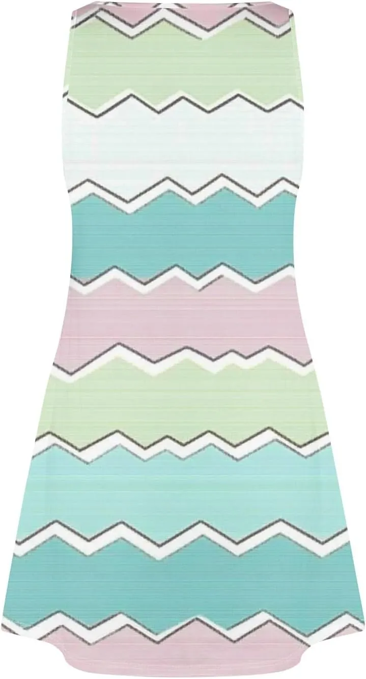 Women's Sleeveless Summer Dress Casual Plaid Pattern, Lightweight Fabric, V-Neck, Knee-Length, Perfect for Daily Wear