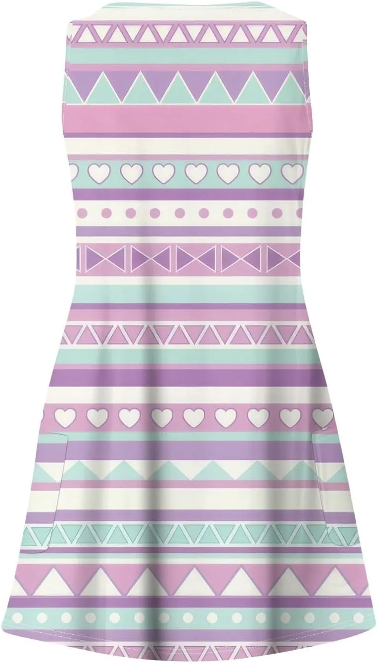 Women's Sleeveless Summer Dress with V-Neckline, Casual Checkered Pattern, Lightweight and Breathable Fabric