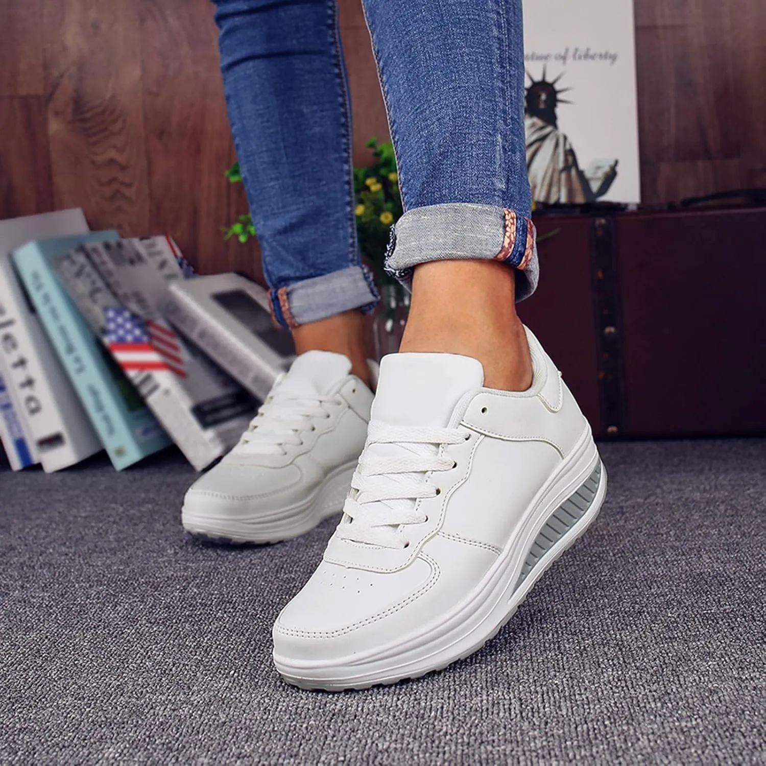Women's Sneakers Size 10 1/2 Zapatos OrtopDicos De Mujeres Women's Tennis Shoes Size 9 Walking Women's High Top Wedge Fashion Sneakers Hidden Heel Tenis para Caminar Y Correr De Mujer Comodos