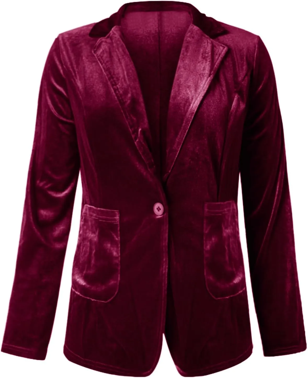 Womens Solid Color Long Sleeve Velvet Jacket Retro Casual Work office Notched Lapel Button Blazer Jacket Outerwear