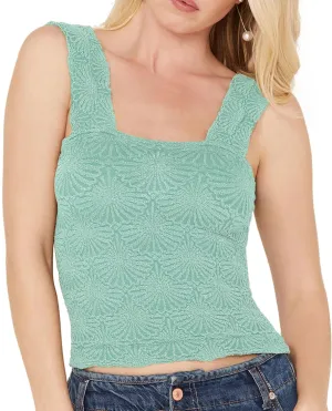 Women's Square Neck Wide Straps Tank Tops Sleeveless Going Out Tops Lettuce Trim Slim Fit Crop Tops Cami
