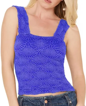 Women's Square Neck Wide Straps Tank Tops Sleeveless Going Out Tops Lettuce Trim Slim Fit Crop Tops Cami