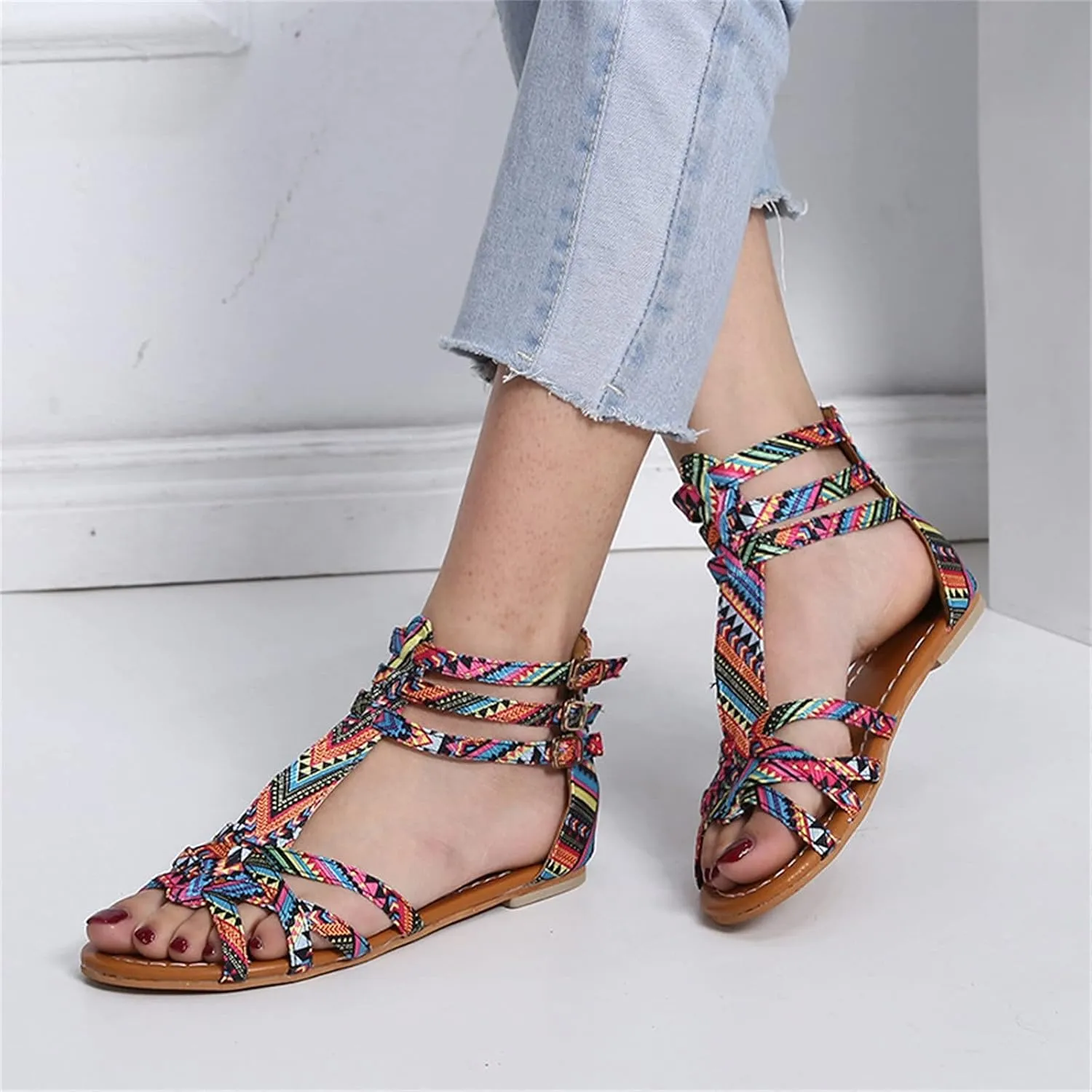 Womens Strap Shoes Sandals Ethnic Women's Casual Sandal Bottoms to Shoes