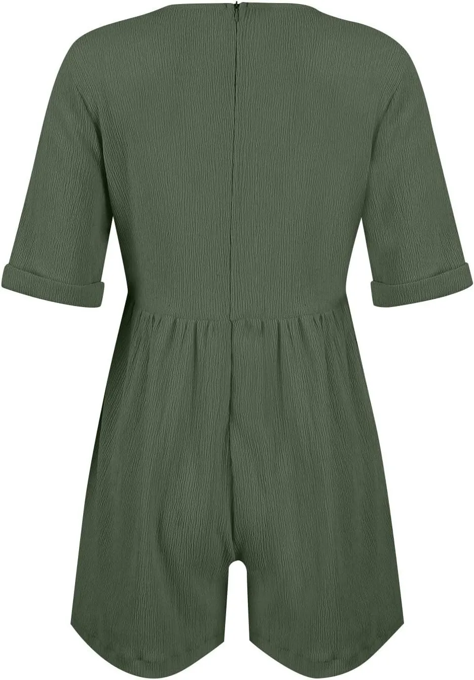 Women's Summer Casual Rompers Short Sleeve V Neck Loose Fit overalls Trendy One Piece Jumpsuit Shorts With Pockets