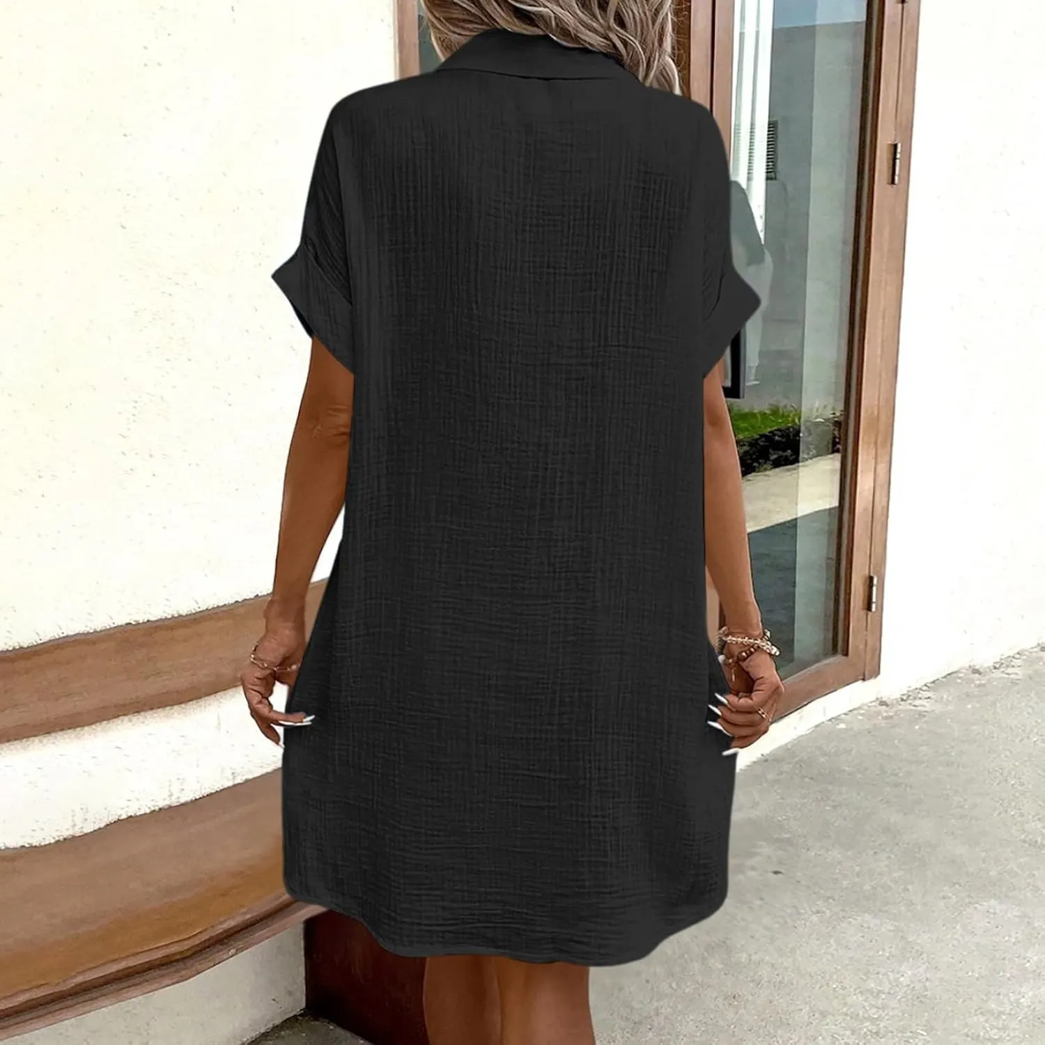 Women's Summer Dress Midi Floral Flutter Short Sleeve Casual Dresses Tiered Flowy Boho Beach Dress Tunic Holiday Dresses