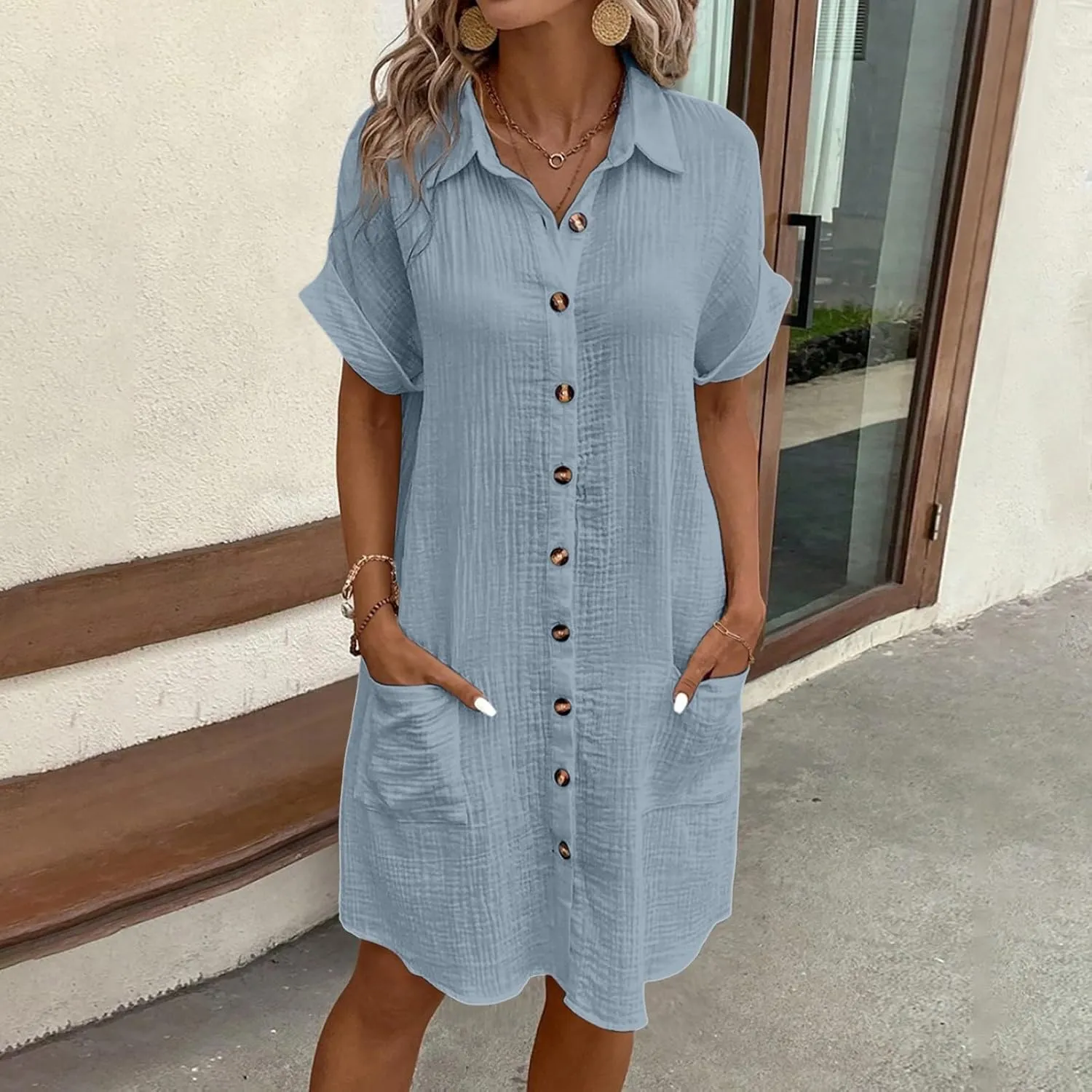 Women's Summer Sleeveless Midi Sundress Swing Casual Flowy Tiered Shirts Dress Beach Travel Vacation Outfits with Pockets