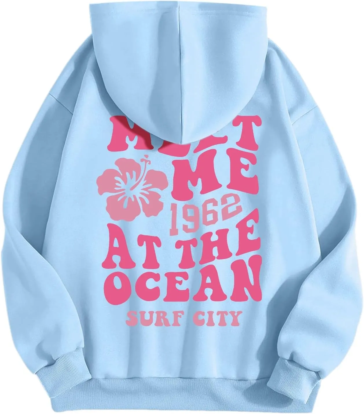 Womens Sweatshirt Graphic Hoodies Letter Print Casual Long Sleeve Drawstring Pullover Tops with Pocket, Medium