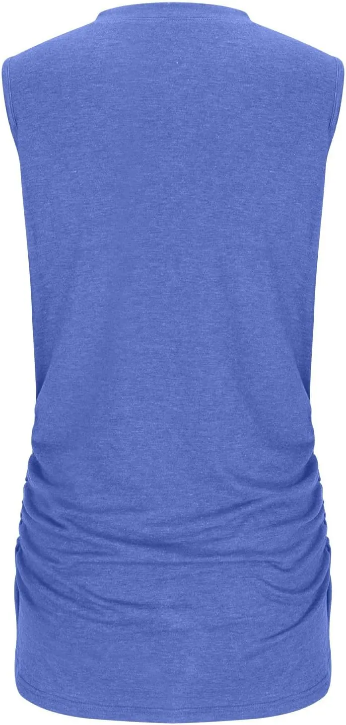 Women's Tank Tops Sleeveless Crew Neck Tee Shirts Summer Solid Color Semi Casual Tops 2025 Loose Fit Basic T Shirts