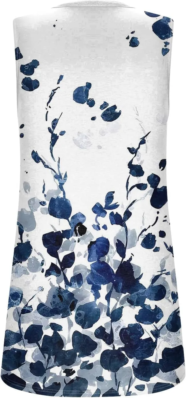 Womens Tops 2025 Ruffled Square Collar Tank Plus Size Floral Print Tank Tee Summer Casual Loose Sleeveless Shirt