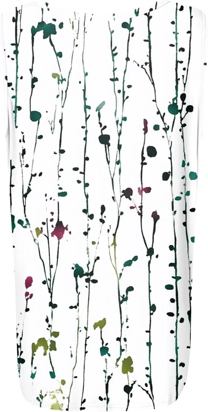 Womens Tops 2025 Ruffled Square Collar Tank Plus Size Floral Print Tank Tee Summer Casual Loose Sleeveless Shirt