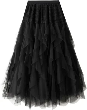 Women'S Tulle Skirt Elastic Waist Tutu Skirt Layered Puffy Fairy Skirts Mesh Layered Skirts Party Skirts