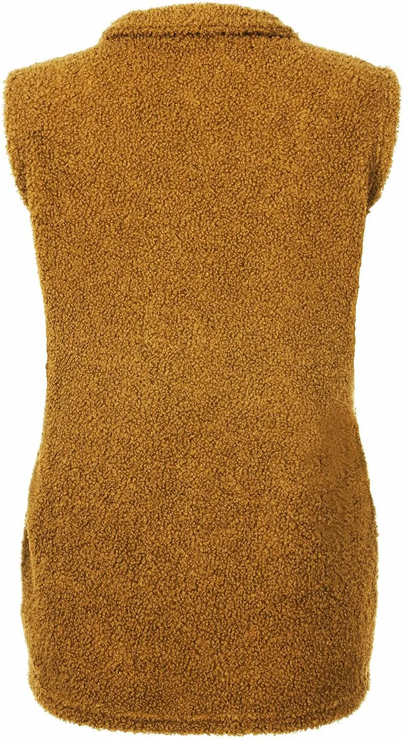 Womens Vest Solid Color Zip Up Sleeveless Tanks Jackets Fashion Sherpa Lined Fuzzy Fleece Cropped Warm Winter Coats