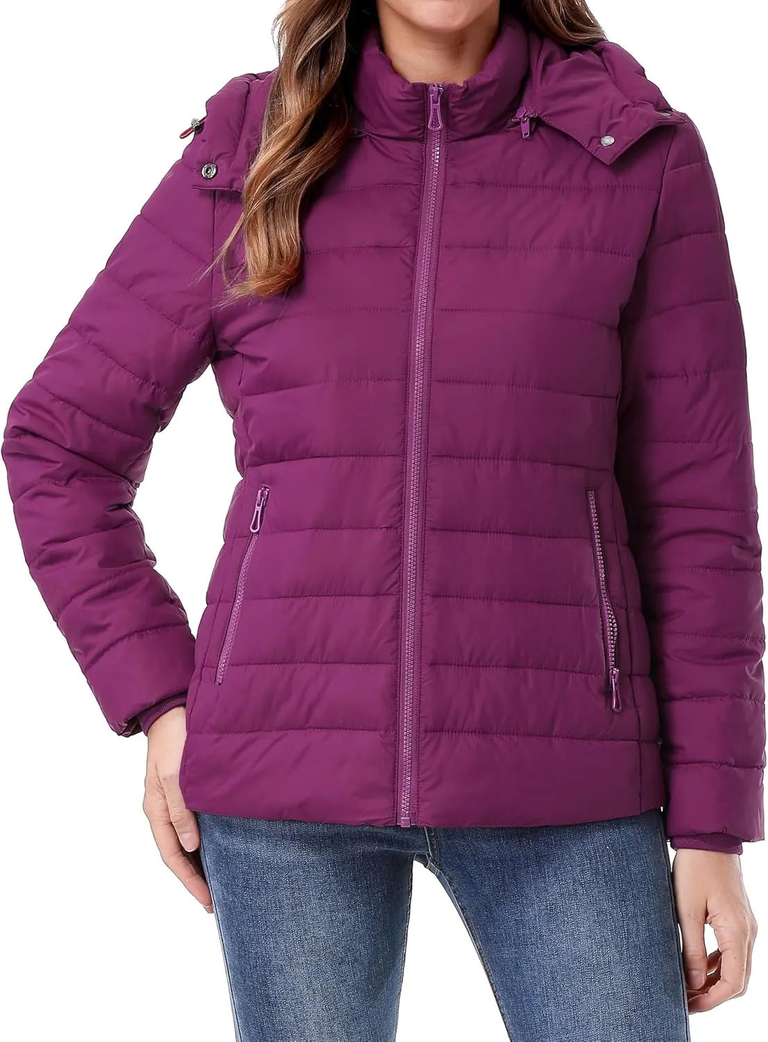 Women's Waterproof Puffer Jacket Quilted Warm Winter Coat Ultra Light Weight Short Down Jacket