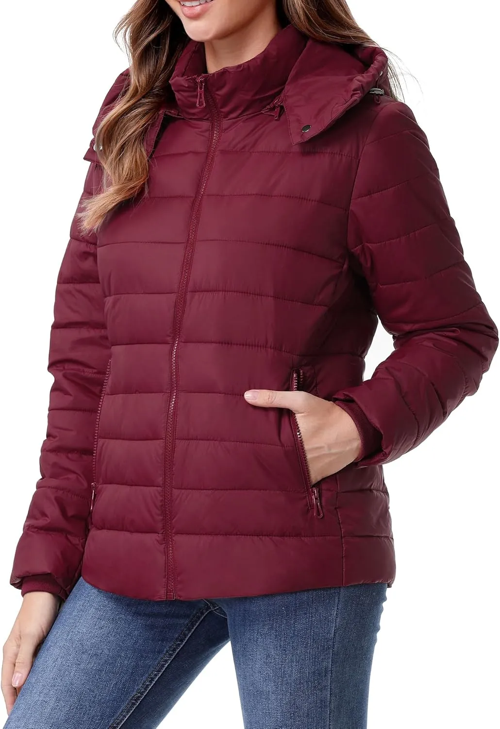 Women's Waterproof Puffer Jacket Quilted Warm Winter Coat Ultra Light Weight Short Down Jacket