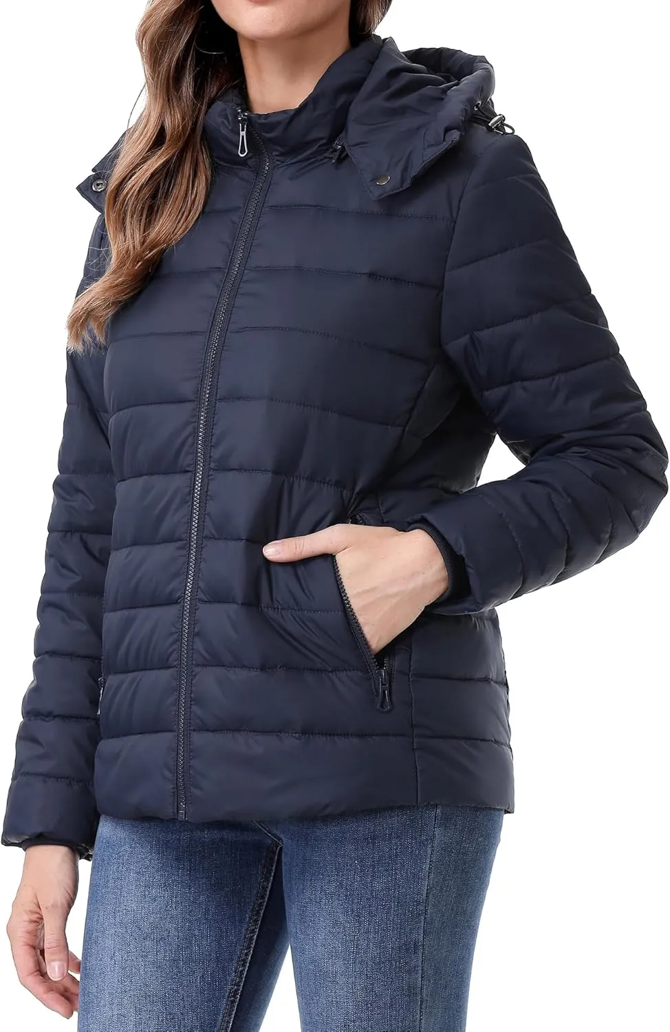 Women's Waterproof Puffer Jacket Quilted Warm Winter Coat Ultra Light Weight Short Down Jacket
