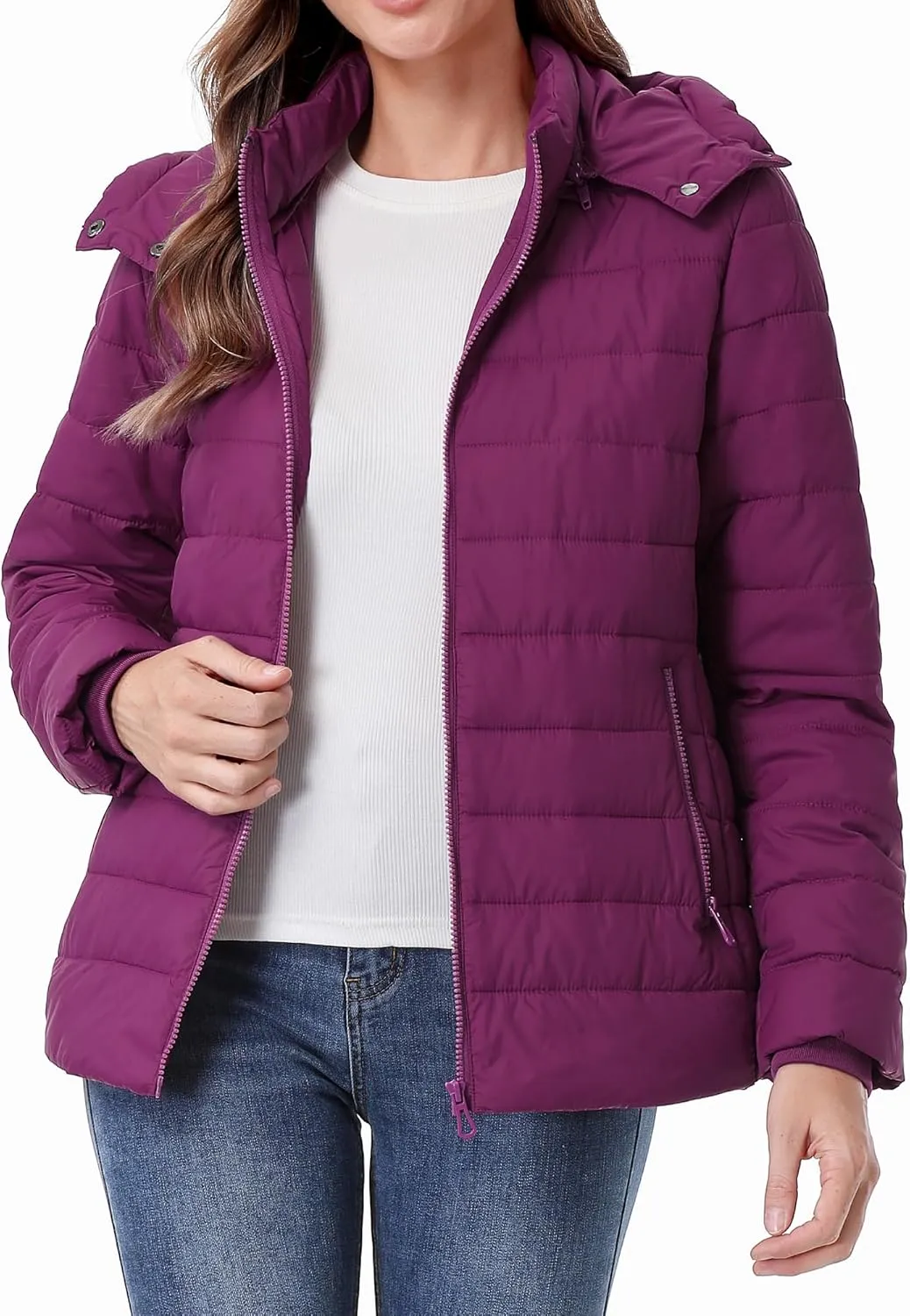Women's Waterproof Puffer Jacket Quilted Warm Winter Coat Ultra Light Weight Short Down Jacket