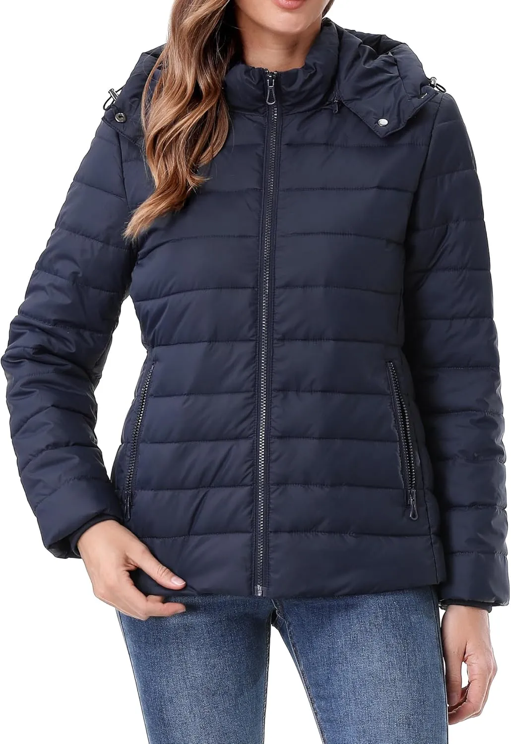Women's Waterproof Puffer Jacket Quilted Warm Winter Coat Ultra Light Weight Short Down Jacket