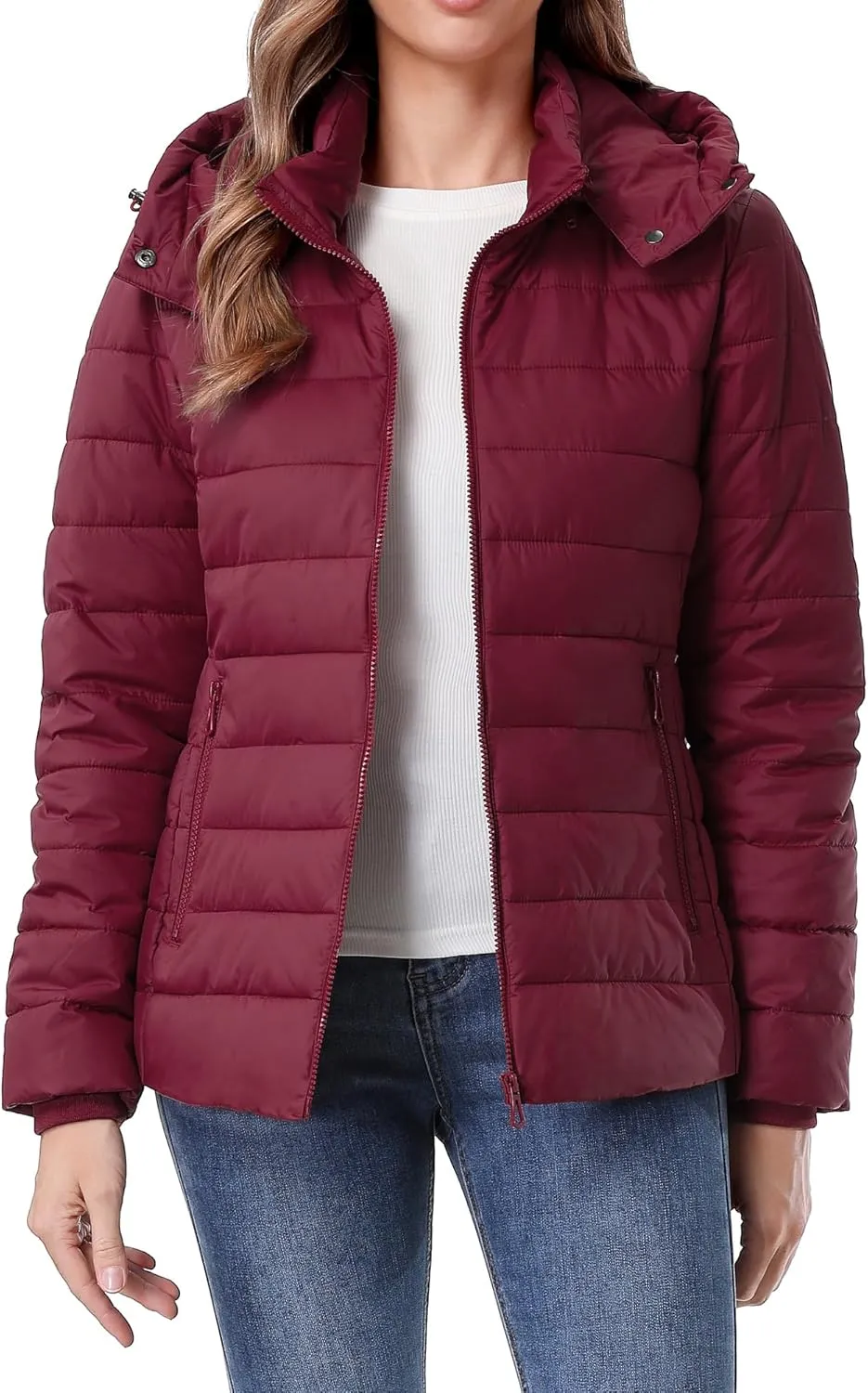 Women's Waterproof Puffer Jacket Quilted Warm Winter Coat Ultra Light Weight Short Down Jacket