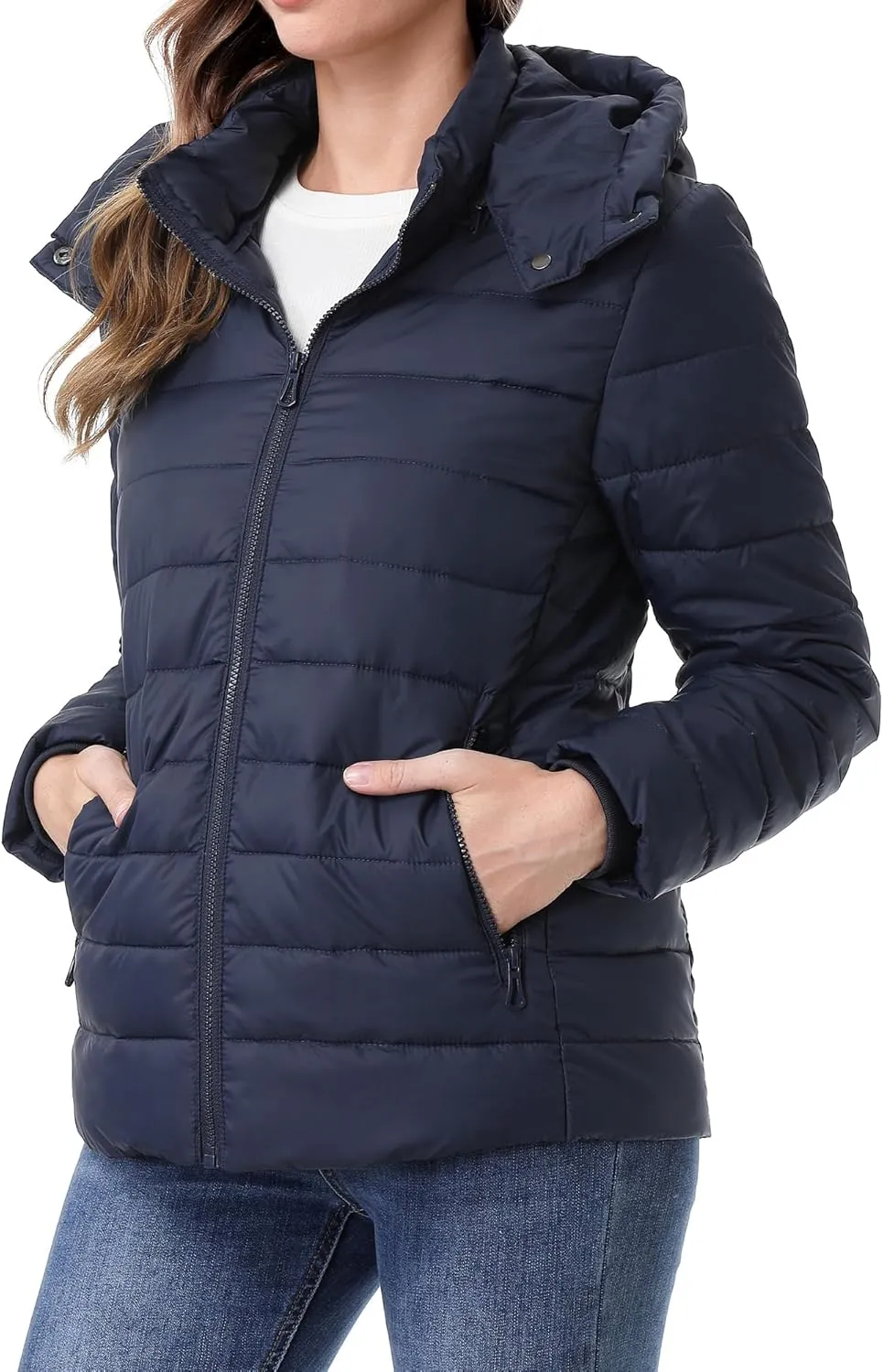 Women's Waterproof Puffer Jacket Quilted Warm Winter Coat Ultra Light Weight Short Down Jacket