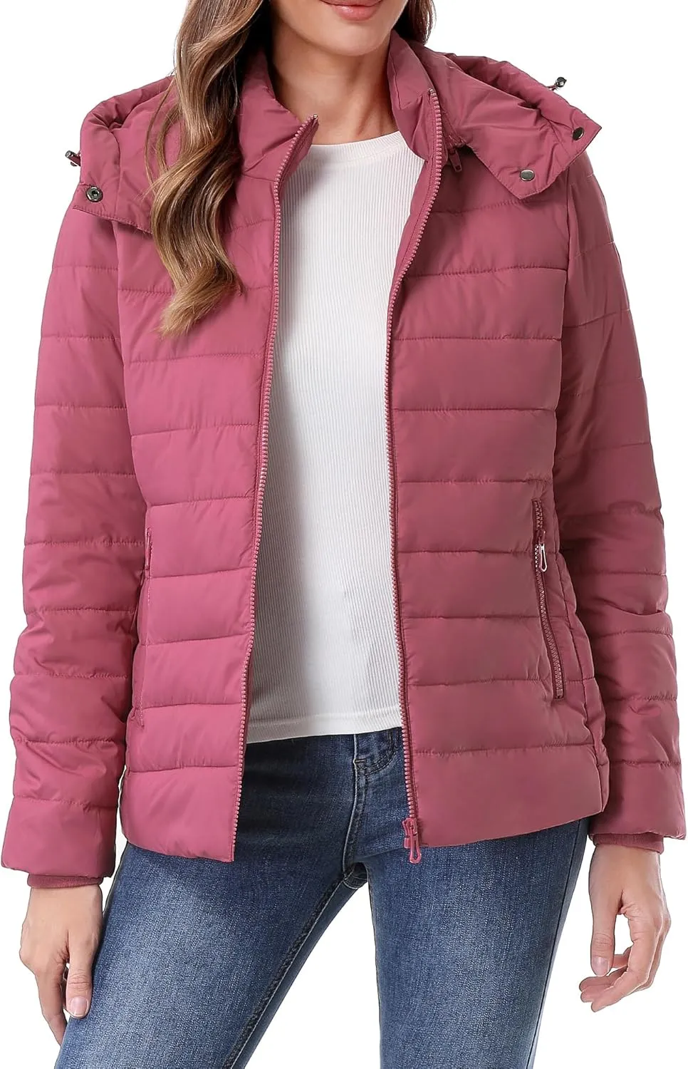 Women's Waterproof Puffer Jacket Quilted Warm Winter Coat Ultra Light Weight Short Down Jacket
