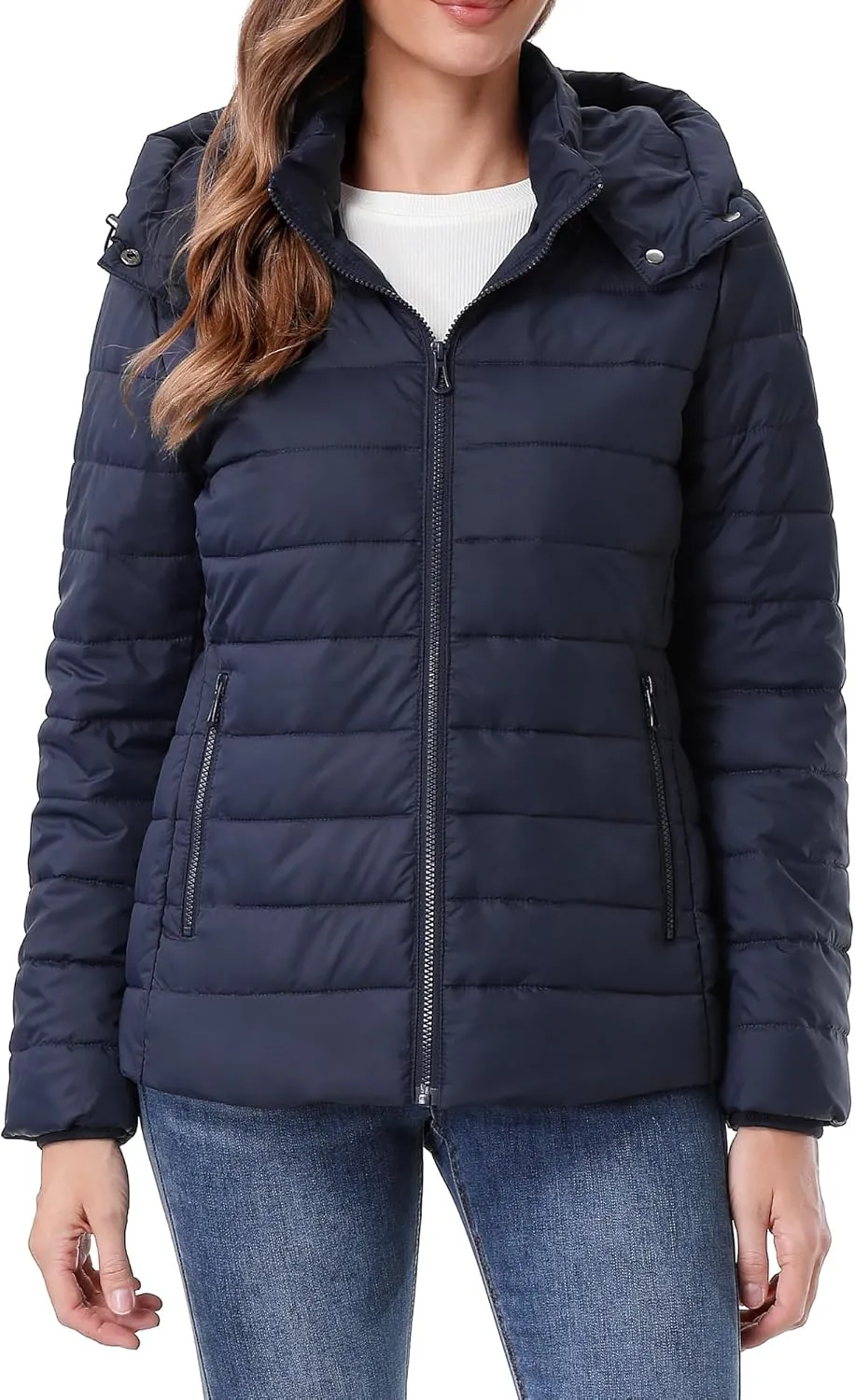 Women's Waterproof Puffer Jacket Quilted Warm Winter Coat Ultra Light Weight Short Down Jacket