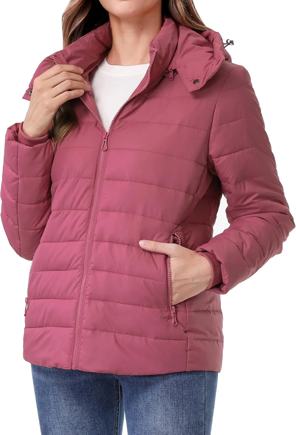 Women's Waterproof Puffer Jacket Quilted Warm Winter Coat Ultra Light Weight Short Down Jacket