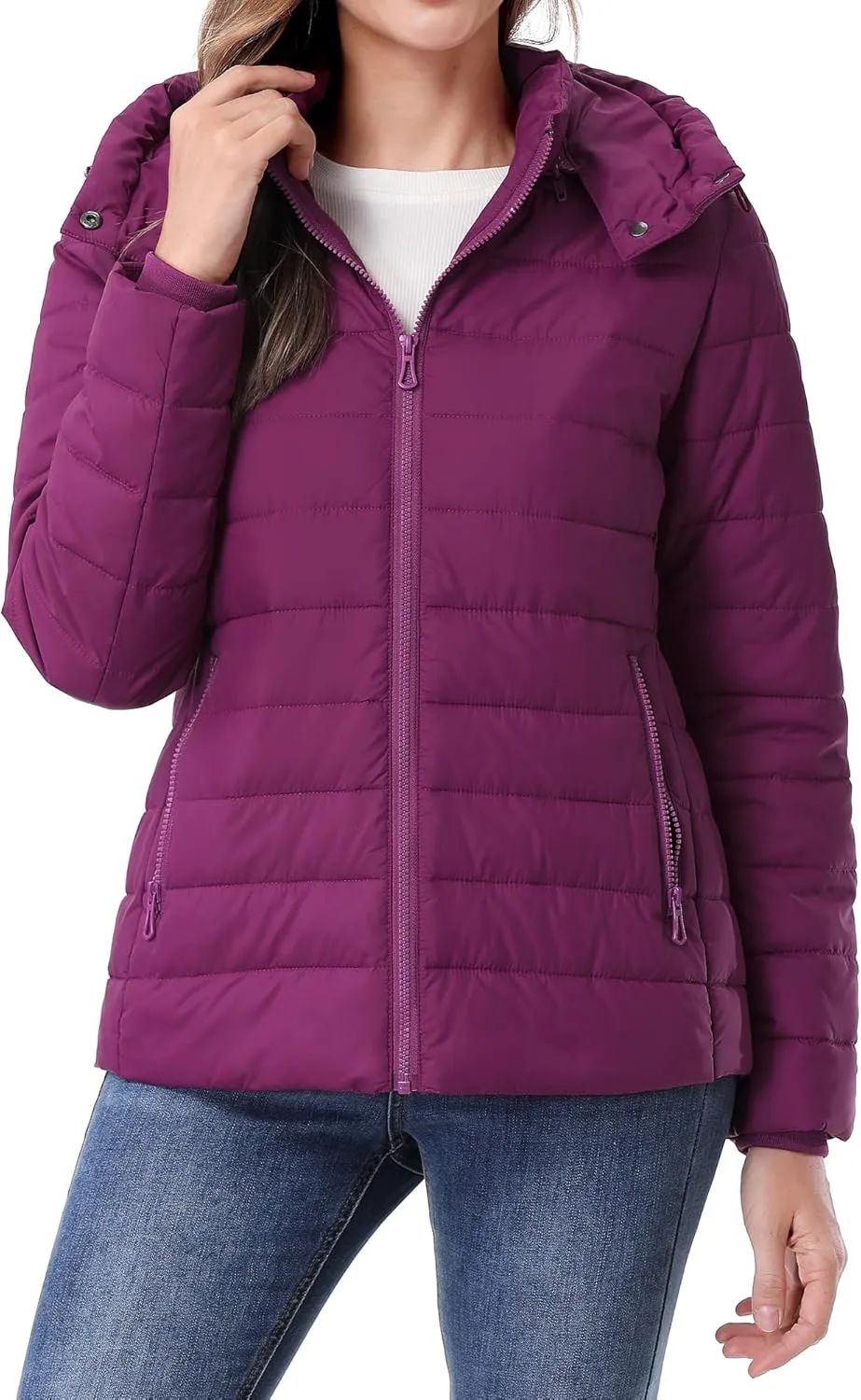 Women's Waterproof Puffer Jacket Quilted Warm Winter Coat Ultra Light Weight Short Down Jacket