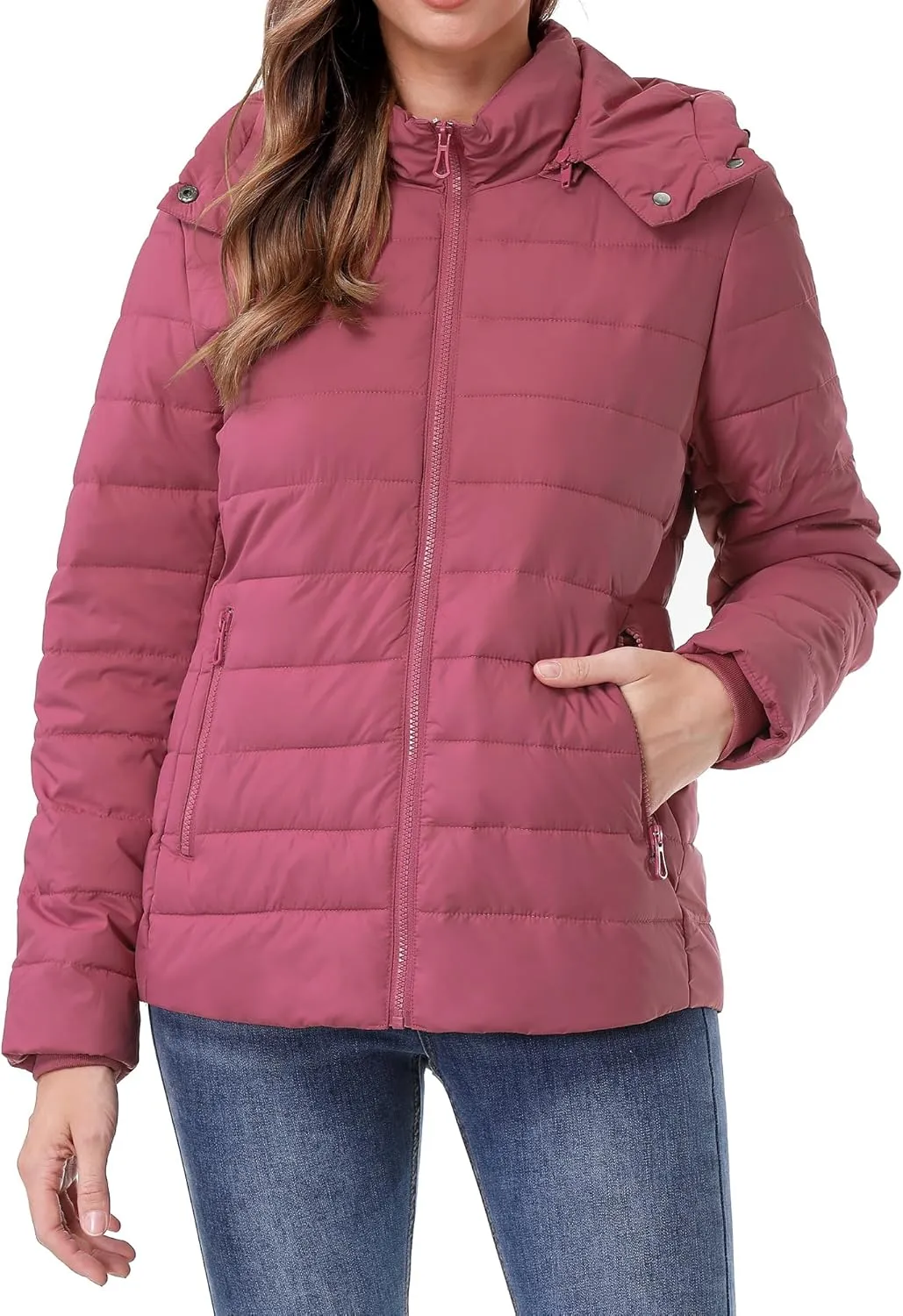 Women's Waterproof Puffer Jacket Quilted Warm Winter Coat Ultra Light Weight Short Down Jacket