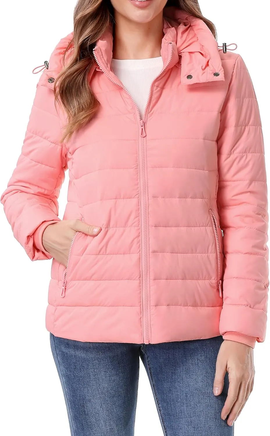 Women's Waterproof Puffer Jacket Quilted Warm Winter Coat Ultra Light Weight Short Down Jacket