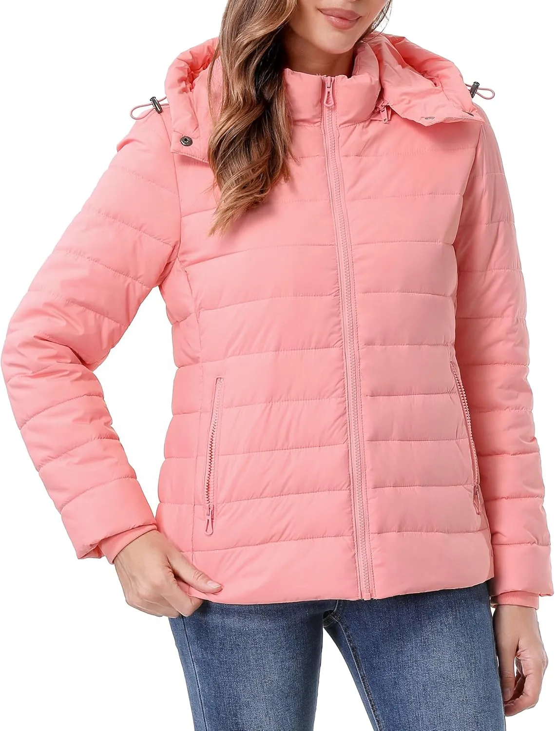 Women's Waterproof Puffer Jacket Quilted Warm Winter Coat Ultra Light Weight Short Down Jacket